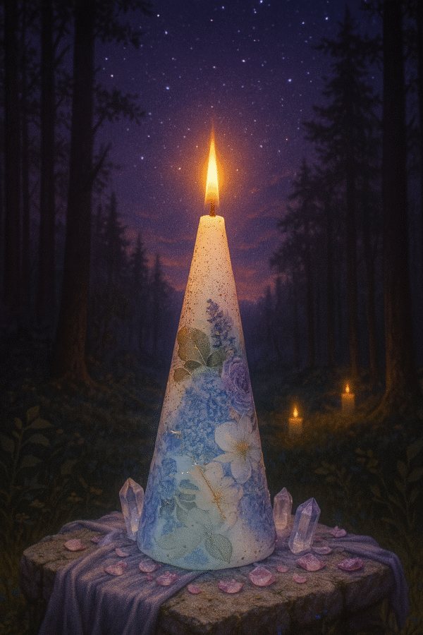 Vela de cono con decoupage