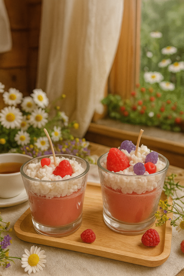 Vela de frutos rojos en frasco