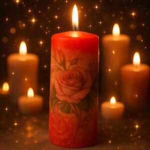 Velas con decoupage de rosas