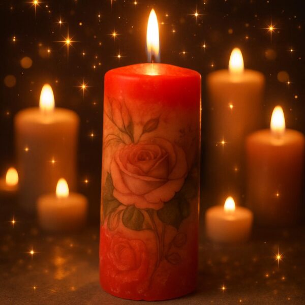 Velas con decoupage de rosas