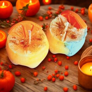 Vela con base de cemento (naranja)