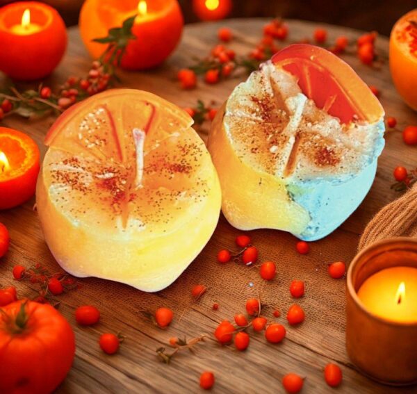 Vela con base de cemento (naranja)