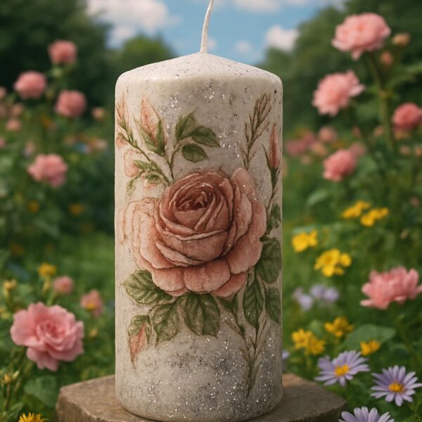 Velas con decoupage de rosas - Image 2