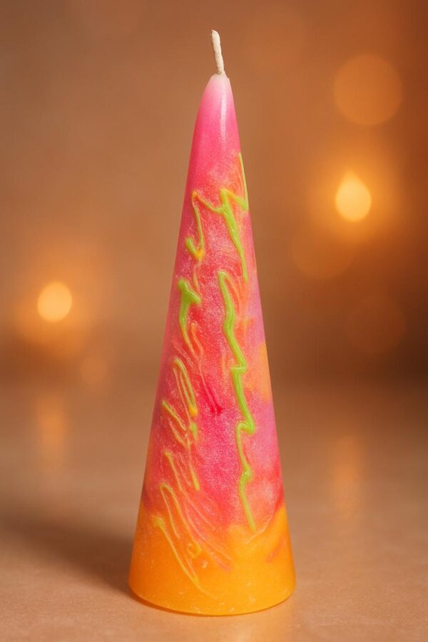 Vela de cono rosa con glitter