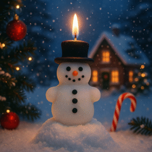 Vela navideña (muñeco de nieve)